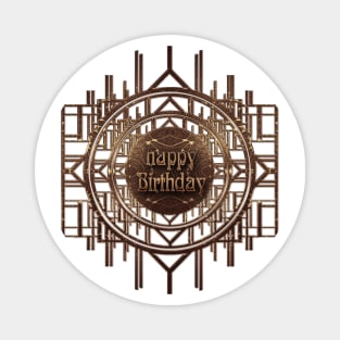 Vintage Artdeco Jugendstil Gold Happy Birthday Magnet